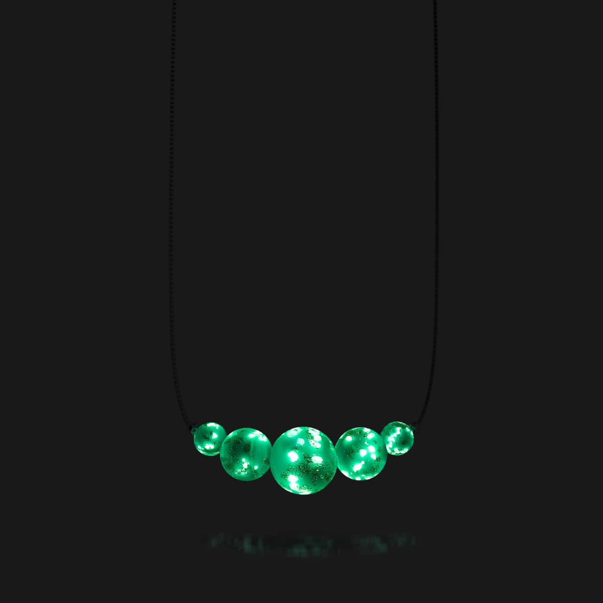 Céruléen | Argent sterling .925 | Collier fermoir infini en verre luciole